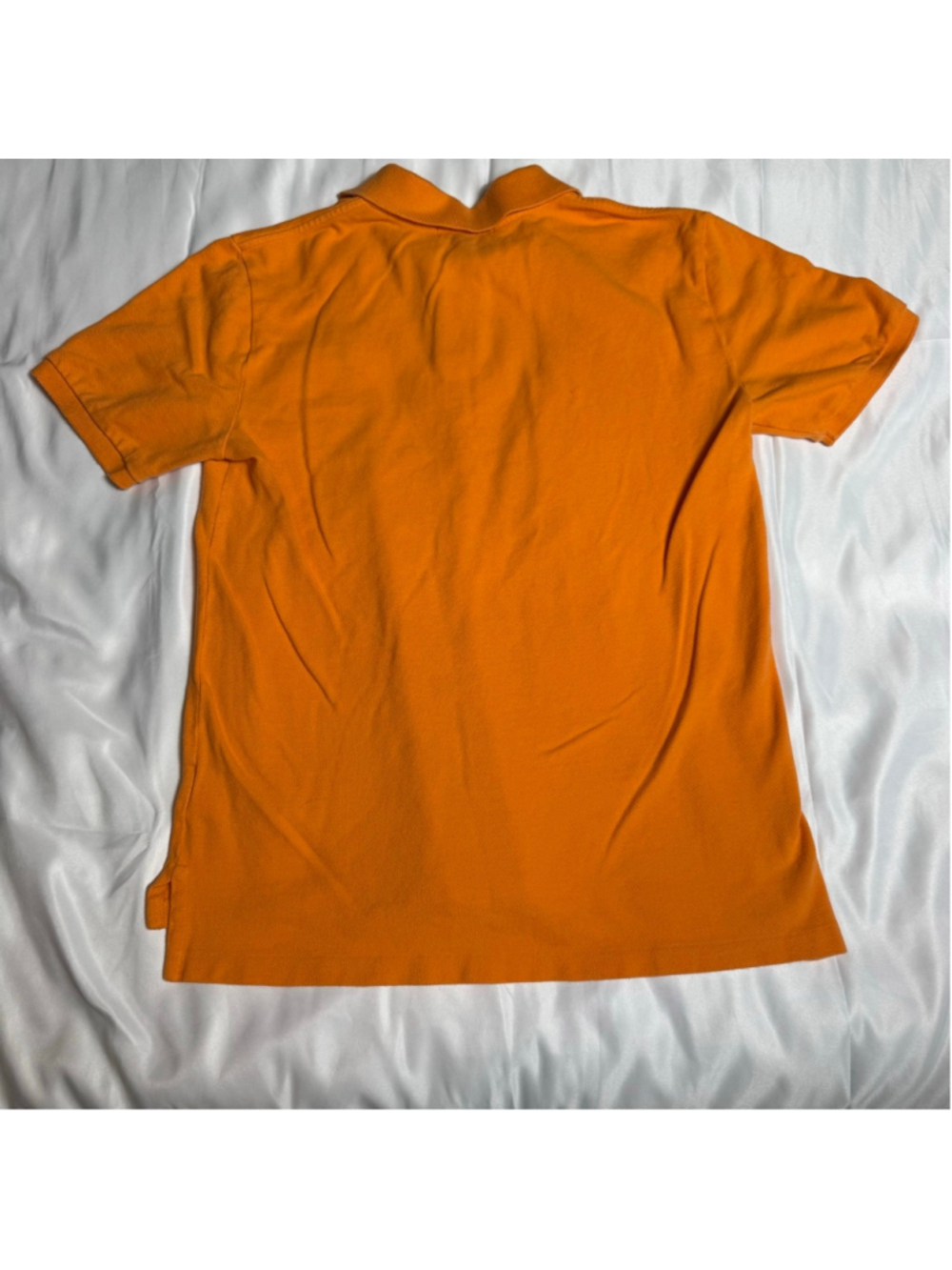 Boys Polo Ralph Lauren Orange Polo Shirt with Blue Logo L 14/16 - Picture 5 of 6